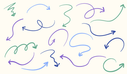 手書きの矢印のイラストセット　ベクター