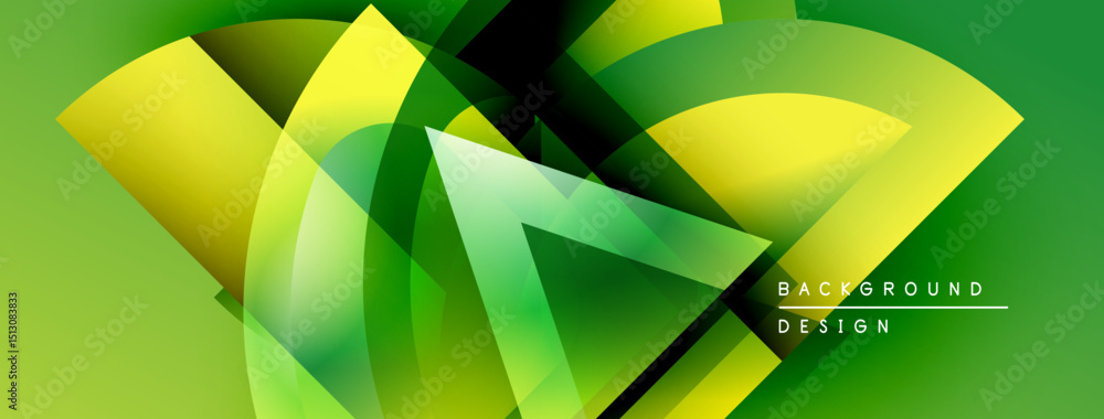 Leinwandbilder Abstract green yellow design. Overlapping shapes create dynamic visual effect. Modern background suitable for various projects.