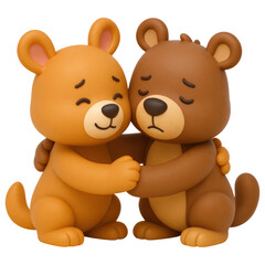 Obraz premium Heartwarming bear hug between cute cartoon characters playful scene digital art whimsical environment close-up view friendship