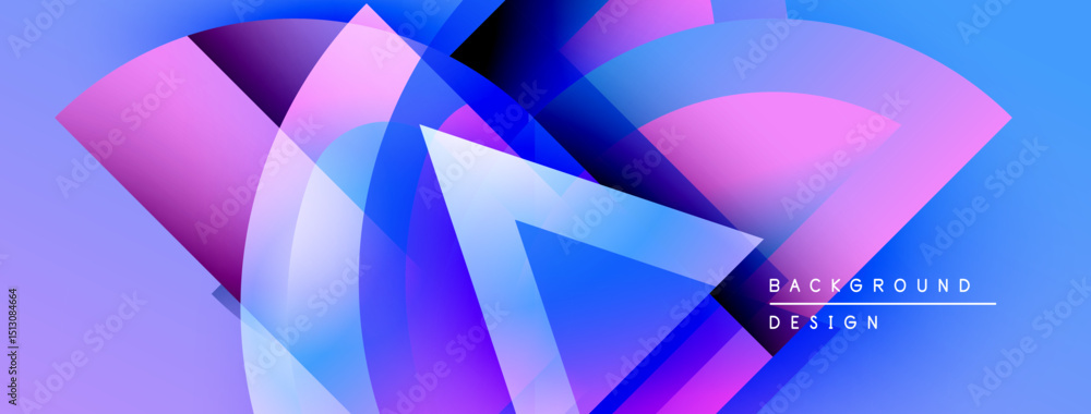 Aufkleber Abstract vibrant design. Overlapping shapes create dynamic visual effect. Blue, purple hues dominate composition. Modern aesthetic.