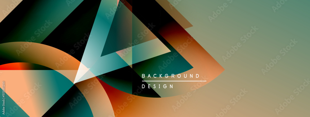 Aufkleber abstract geometric shapes overlap, creating dynamic colorful background. gradient hues blend, formin