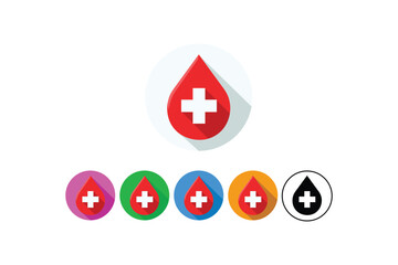 Blood drop with cross symbol representing medicine and healthcare icon design set