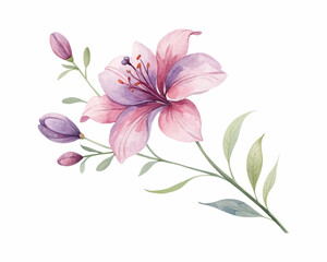 Tropical inspired vector illustration featuring vibrant watercolor flowers and exotic leaves in a bold and artistic style, ideal for decor, cards, and summer designs