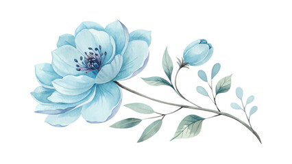 Delicate blue watercolor flower illustration perfect for wedding invitations, greeting cards, or event stationery on a clean white background for elegant design themes