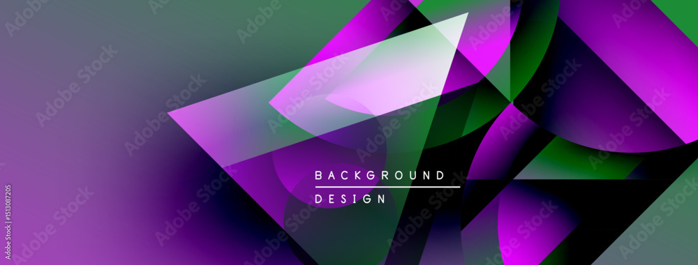Leinwandbilder Abstract purple, green design. Geometric shapes overlap creating dynamic visual effect. Modern background for presentations, websites.