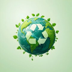 Earth Recycling: Sustainable Planet Concept Illustration on isolated background
