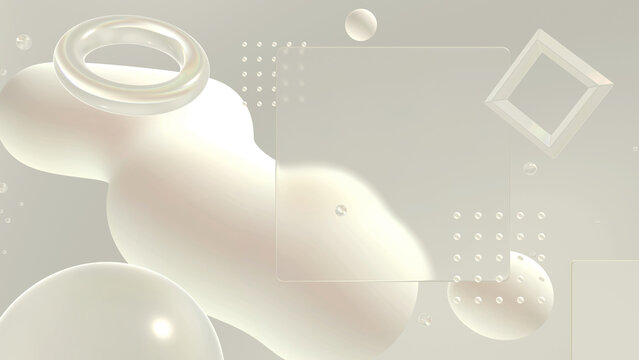 ガラスや流体が浮かぶグラスモーフィズム風の立体空間 - ミルキー
