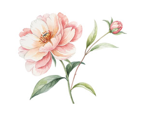 Obraz premium Seamless floral border design with red and green watercolor garden flowers on a white background perfect for fabric, stationery, and digital print applications