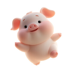 Fototapeta premium Happy Baby Pig Cartoon Character on White Background