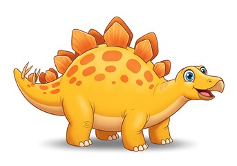 Cute cartoon illustration of a stegosaurus. © Pemburu