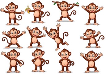 A collection of cartoon monkeys in various poses.