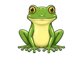 Smiling cartoon frog illustration.