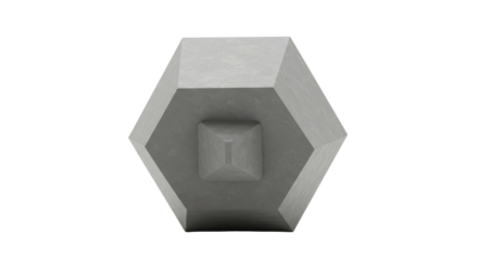 Isolated Geometric Hexagonal Concrete Block Sculpture with Pyramid Top