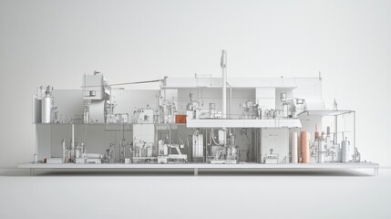 Architectural model showcasing industrial facility design in modern aesthetic