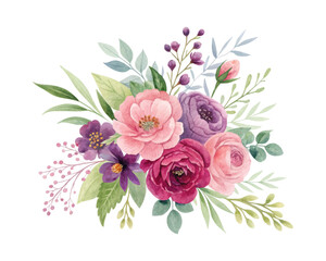 Vector watercolor flower banner with hand-painted spring floral elements. Soft botanical design perfect for seasonal greeting cards, wedding invitations and elegant decor © sautb