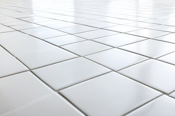 Obraz premium White tile floor border isolated on white background. White tile floor with a white trim. Tiles are arranged in a pattern.