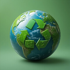Global Recycling: Sustainable Earth Concept, Eco-Friendly Planet on isolated background