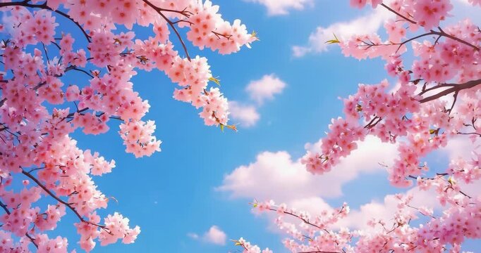 Close-up view of cherry blossom flowers under blue sky