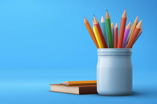 Welcome back to school with colorful pencils and books ready for learning in a bright and inviting classroom setting