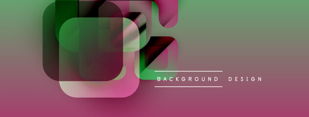 Abstract geometric shapes overlap. Gradient colors create modern design. Text reads background design. Minimalist aesthetic.