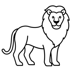 Lion Line Art on White Background