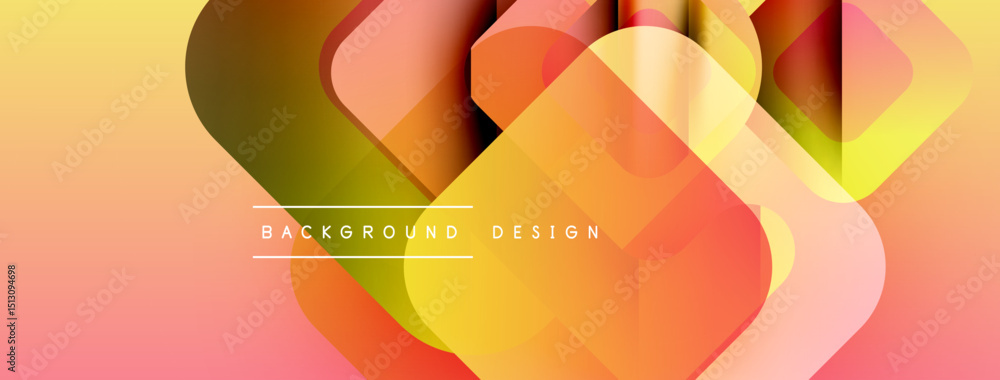 Leinwandbilder Abstract geometric shapes overlap, creating vibrant gradient effect. Warm colors dominate composition, suggesting modern design aesthetic.
