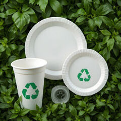 Eco-Friendly Disposable Plates, Cups & Bowls: Sustainable Party Supplies on isolated background