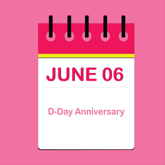 June 06  D-Day Anniversary Vector Calendar Design	