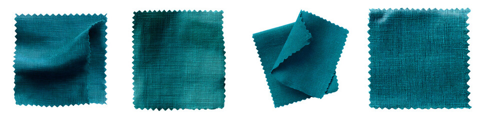 Luxurious, textured teal fabric swatches showcasing smooth, rich colors ideal for home decor, fashion design, and textile applications with an elegant finish.