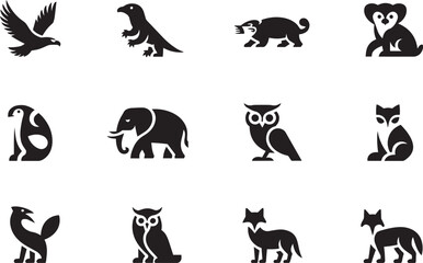 Animal Logo Collection – Vector Icons Set on White Background


