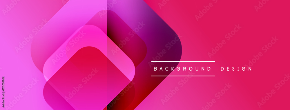 Aufkleber Abstract pink design features overlapping squares, gradients. Modern aesthetic, suitable banner or header. Simple text reads background design.
