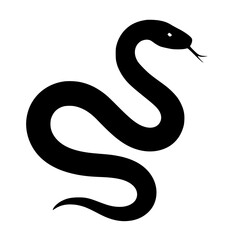 Fototapeta premium Black silhouette of a snake with tongue flicking 