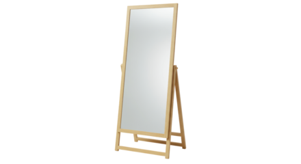 Isolated Standing Full Length Mirror with Wooden Frame