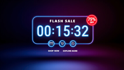 Neon Countdown Timer for Flash Sale