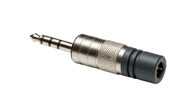 Isolated Close-Up of a Metallic Audio Jack Connector