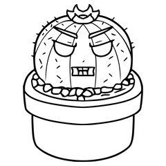cactus character angry illustration hand drawn outline vector