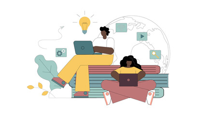 E-learning concept. Remote education. Online video tutorial