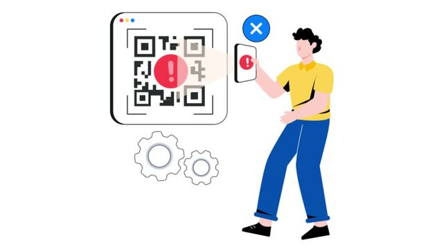 Barcode Error 2D Flat Animation.