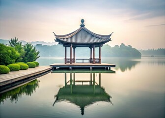 Minimalist Chinese Pavilion Photography: Serene Architecture, Eastern Design, Asian Landscape