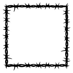 black frame with barbed wire in transparent background