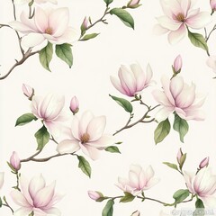 Delicate Magnolia Floral Seamless Pattern