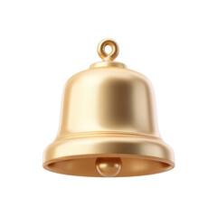 Golden bell with a smooth surface and a rounded shape, featuring a loop at the top for hanging. transparent background