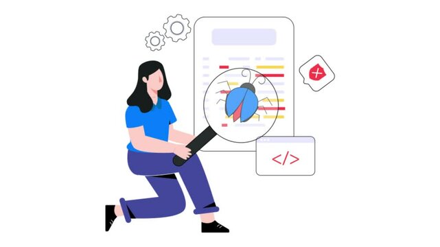 Software Bug 2D Flat Animation.