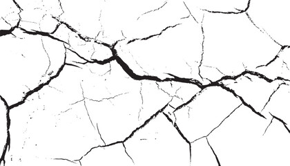 Surface cracks and fissures in ground. Vector grunge cracked texture design. Damaged dry earth surface pattern with grungy fractured crack effect.