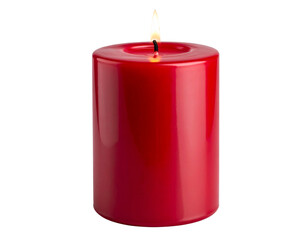 Festive Red Candle with Slight Drip Texture, Transparent Background PNG
