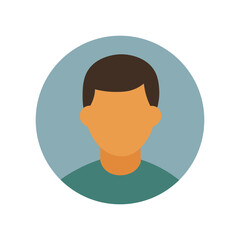 Flat male avatar illustration with teal and brown colors