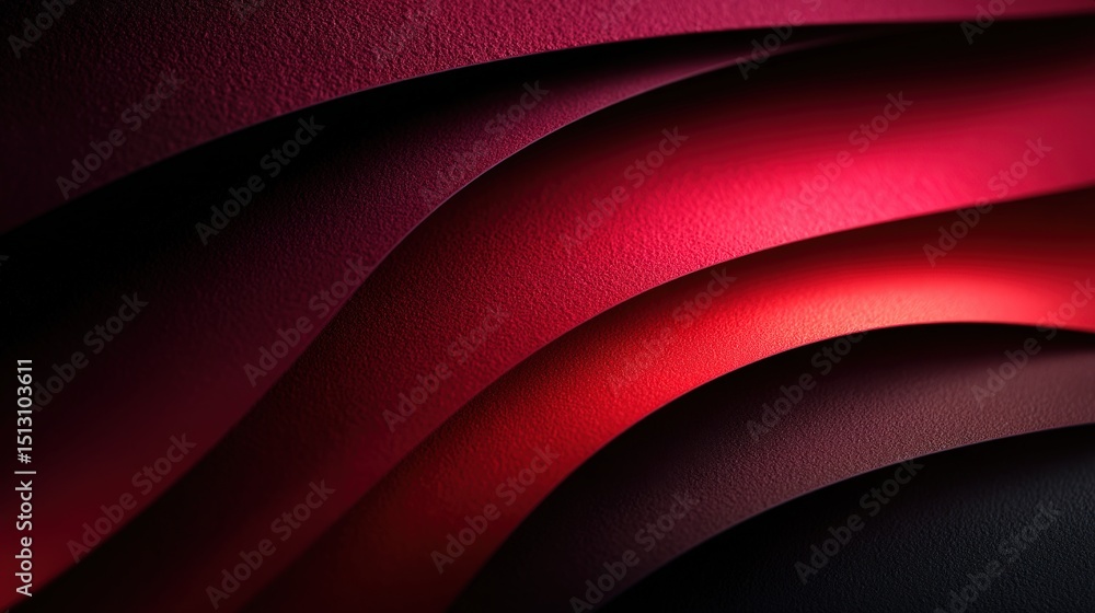 Poster crimson waves: a captivating composition of abstract curves and shadows in shades of deep red, creat