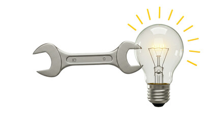 Isolated Wrench Adjusting Illuminated Light Bulb