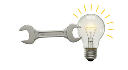 Isolated Wrench Adjusting Illuminated Light Bulb