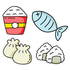 asian food icon set